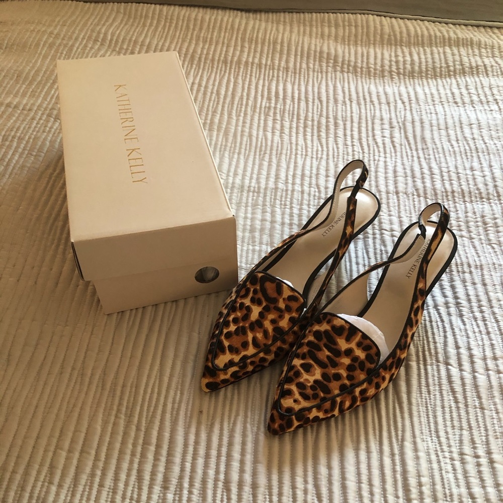 Katherine Kelly Leopard Slingback Kitten Heels - 9